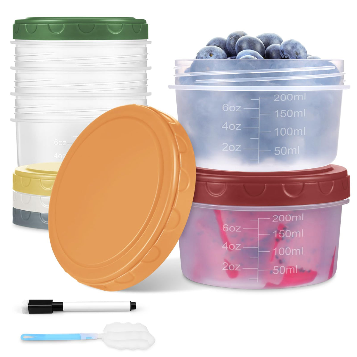 Yomarket 6-pack 10oz containers with lids for fresh dressings on the go.