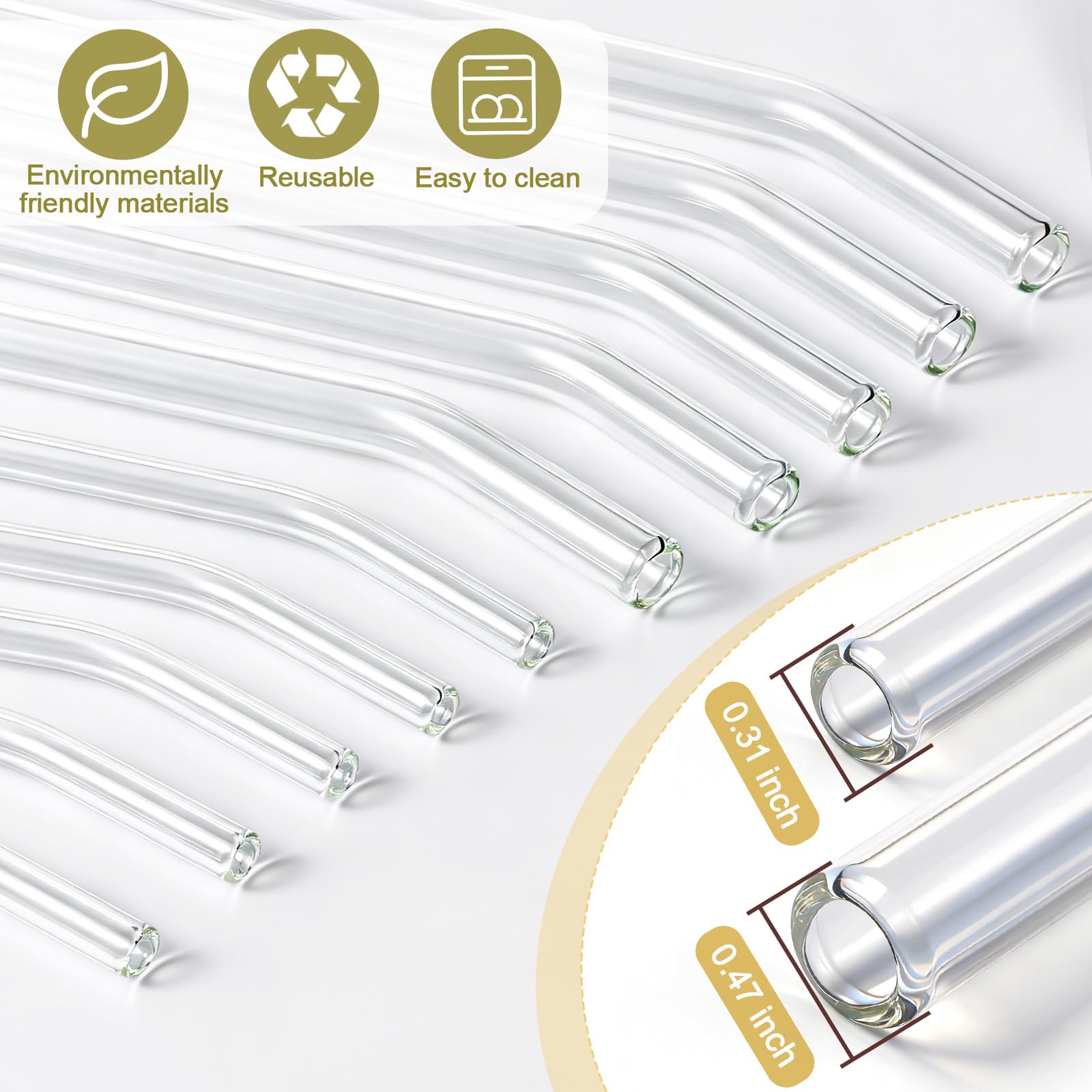 Yomarket clear glass straw great for cocktails, tea, and sparkling drinks