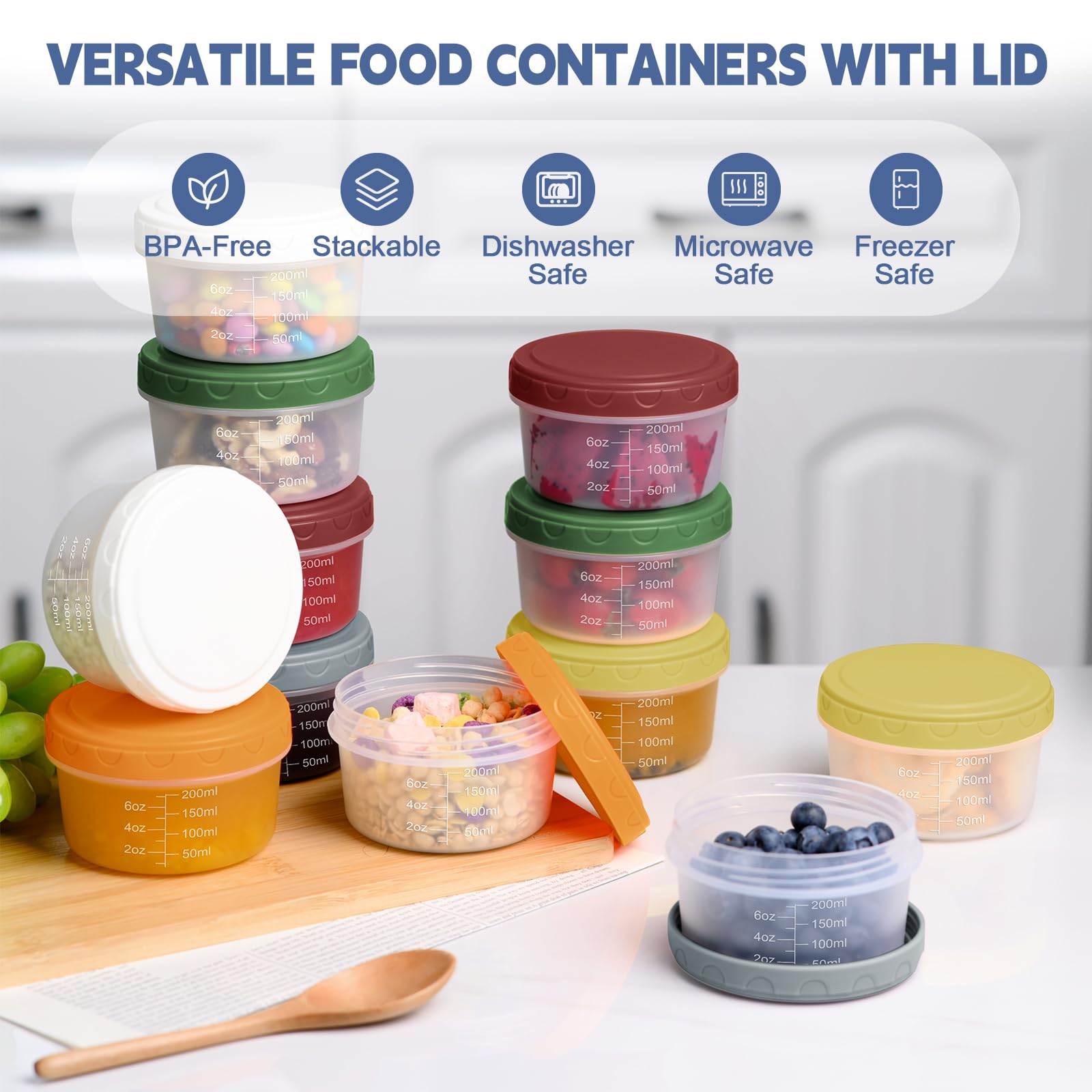 Yomarket compact 10oz containers with screw on lids prevent leaks during lunch.