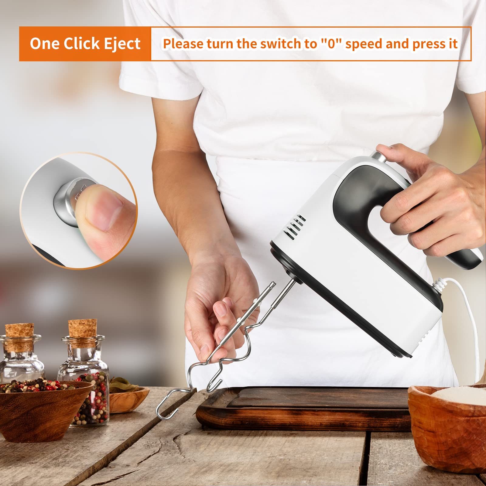 Includes 5 stainless steel accessories for versatile baking tasks.