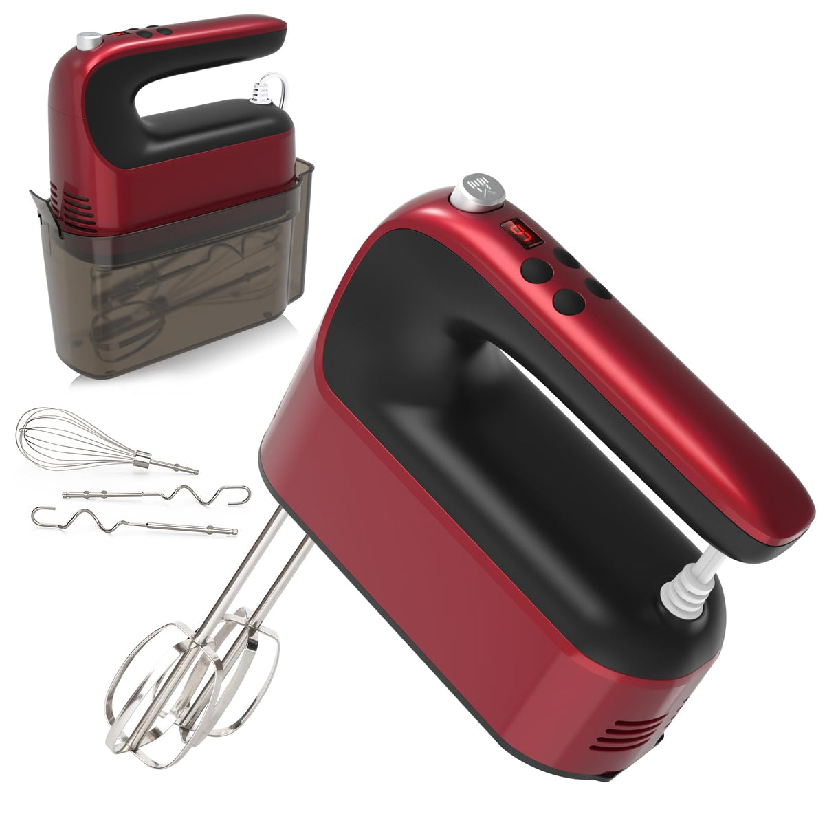 Yomelo 9-Speed hand mixer front view shows compact, easy-hold design