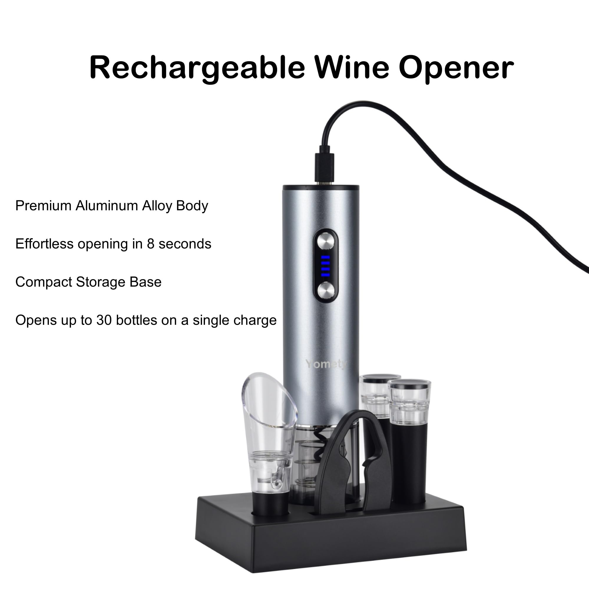 Yomety vacuum stoppers preserve wine freshness after opening.