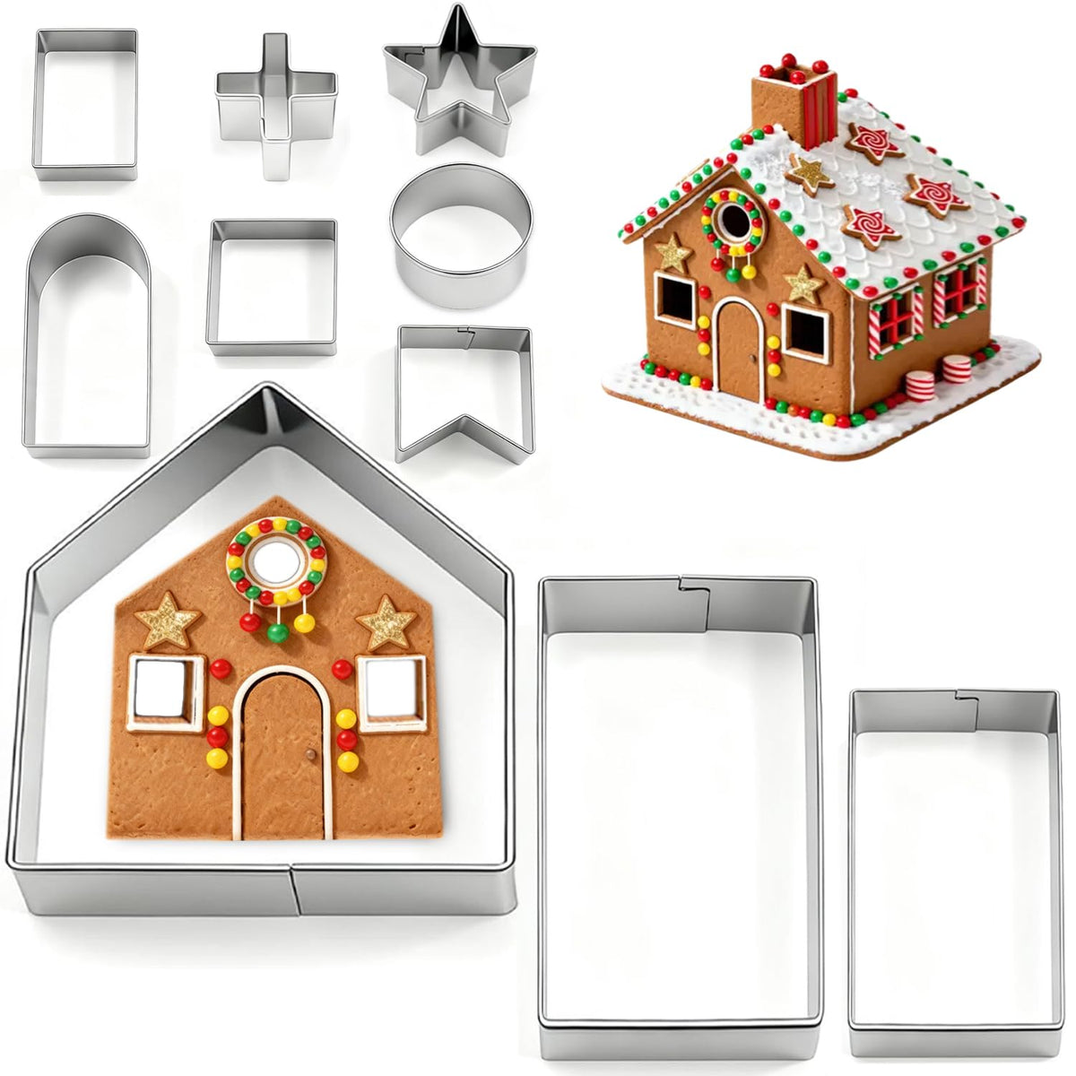 YomiFamily front wall cutter for sturdy 3D gingerbread house cookies
