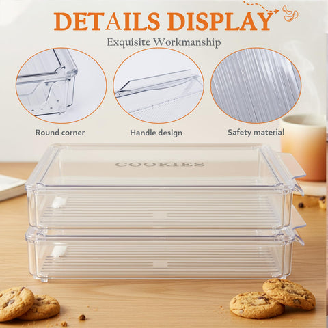 Yomjarl airtight large cookie box shown with drawer open for loading and transport.