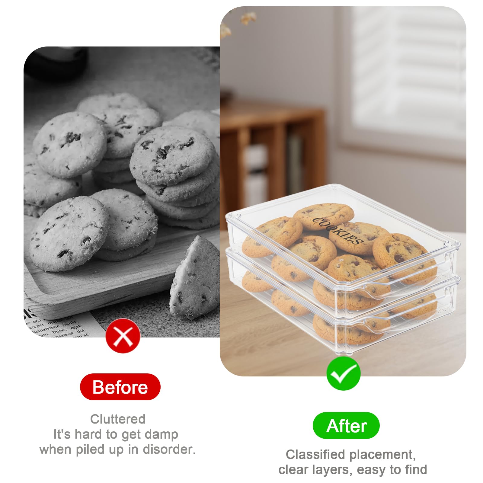 Yomjarl stackable snack container in clear view for quick content checks.