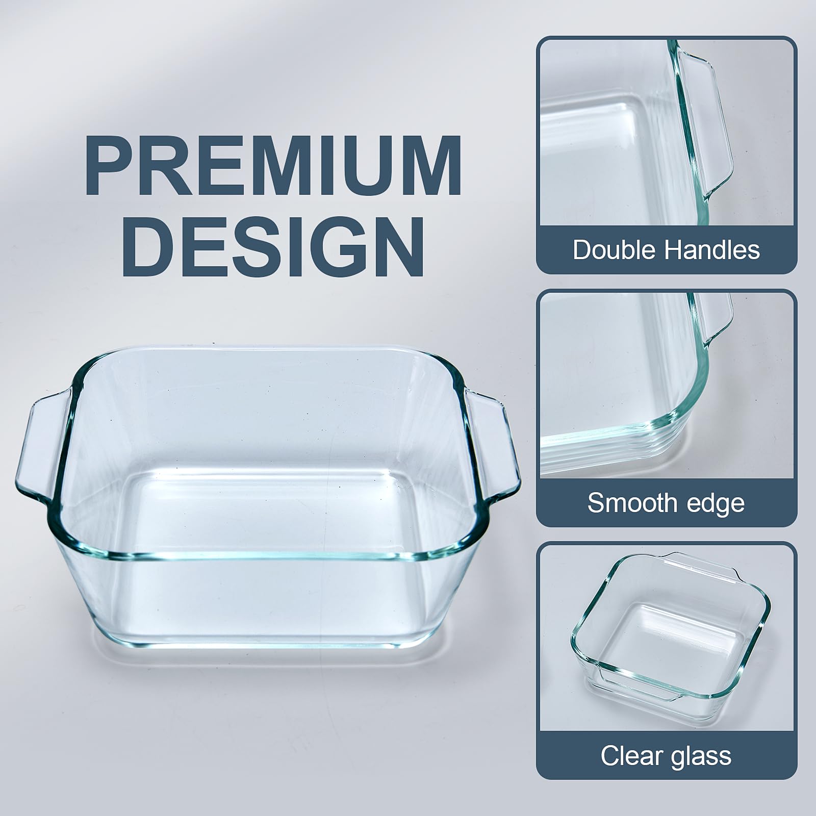 Yomvzake 5-inch glass baking dish, clear view of food for easy portioning.