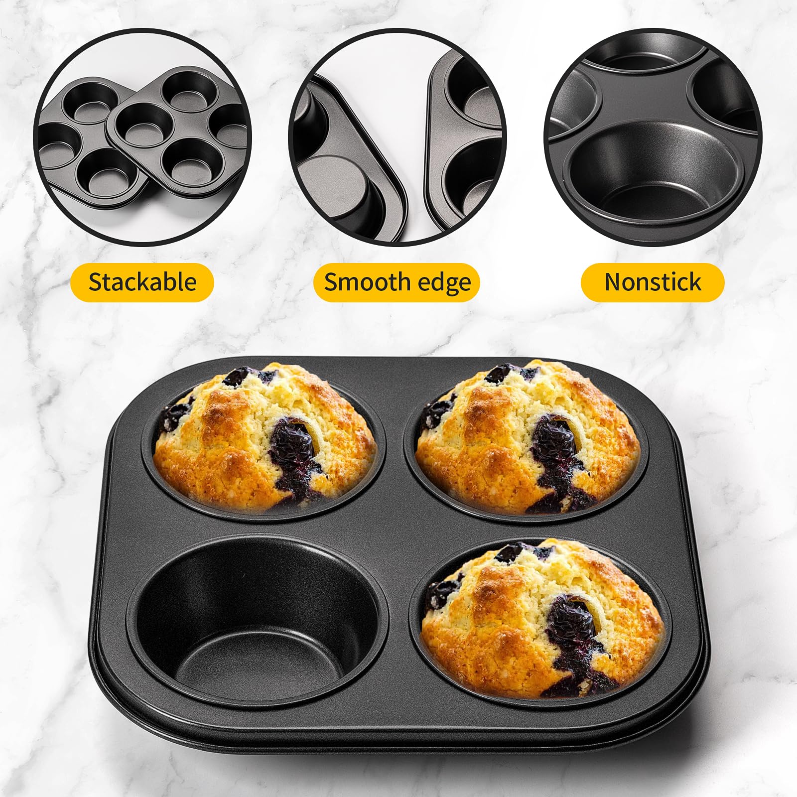Yomvzake nonstick cupcake mold for smooth cake release and cleanups.