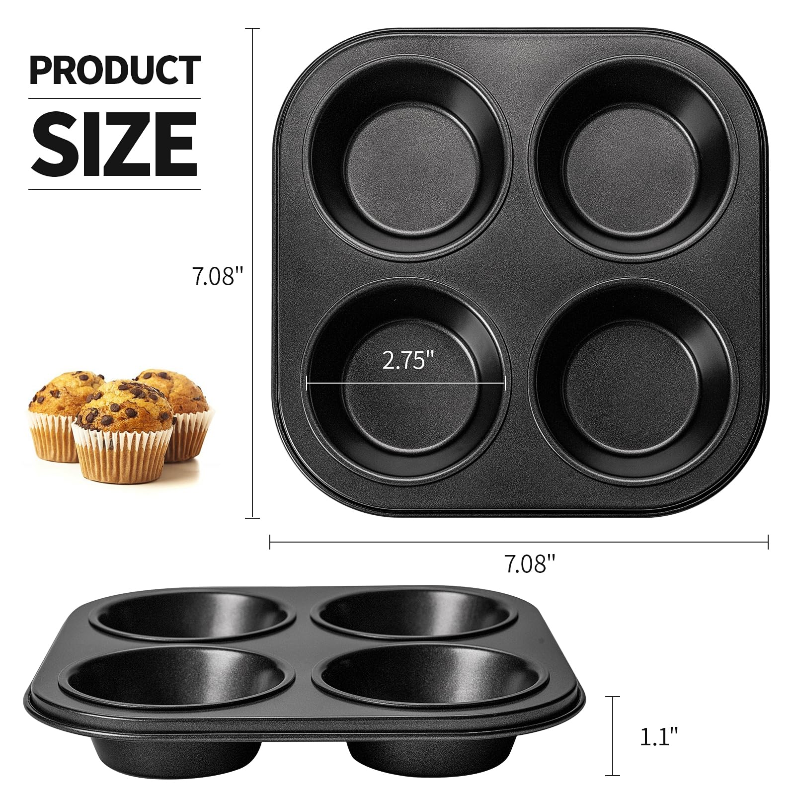 Yomvzake muffin pan fits air fryers and countertop ovens with precise sizing.