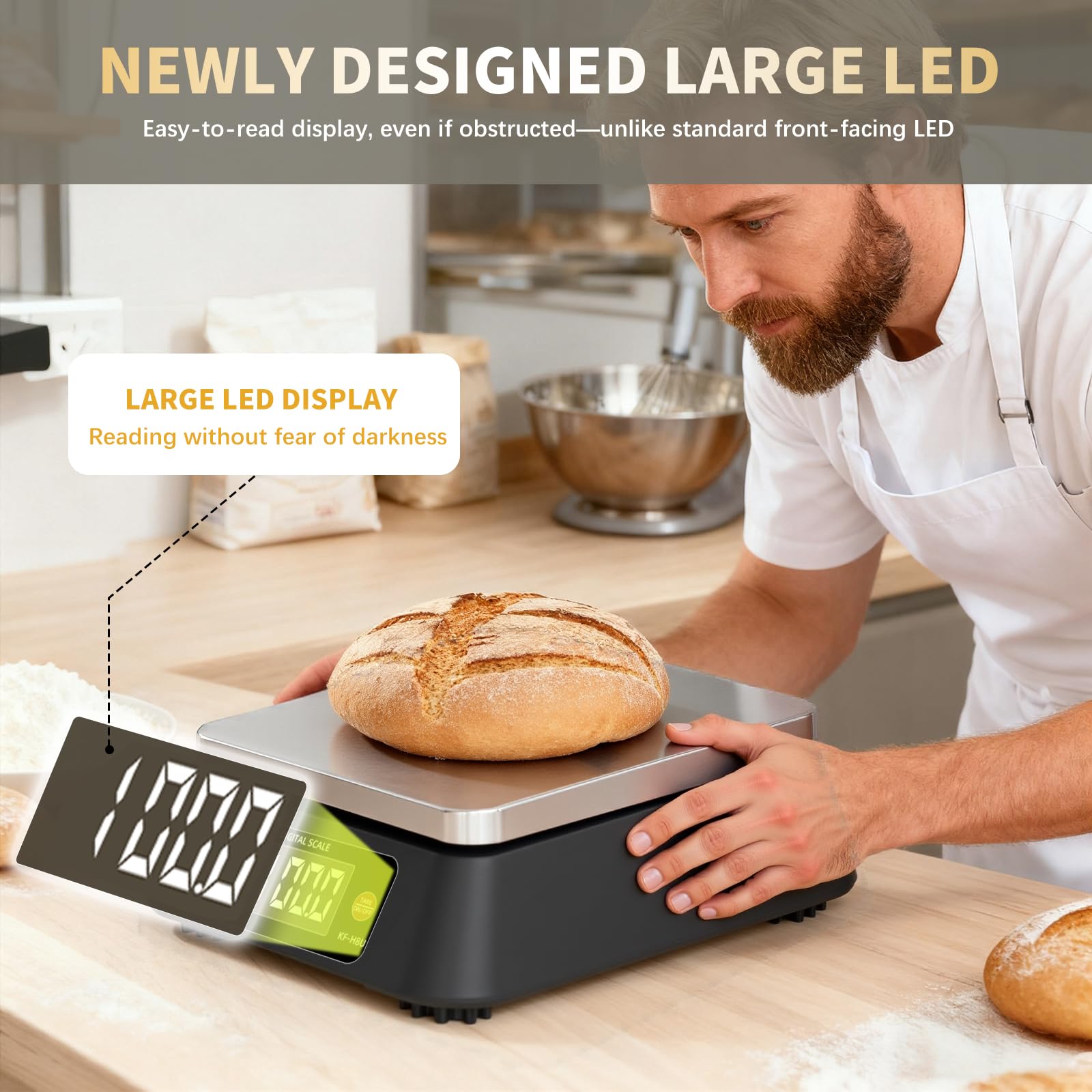 Yoncon KF-H8U AC/DC power option for uninterrupted weighing.