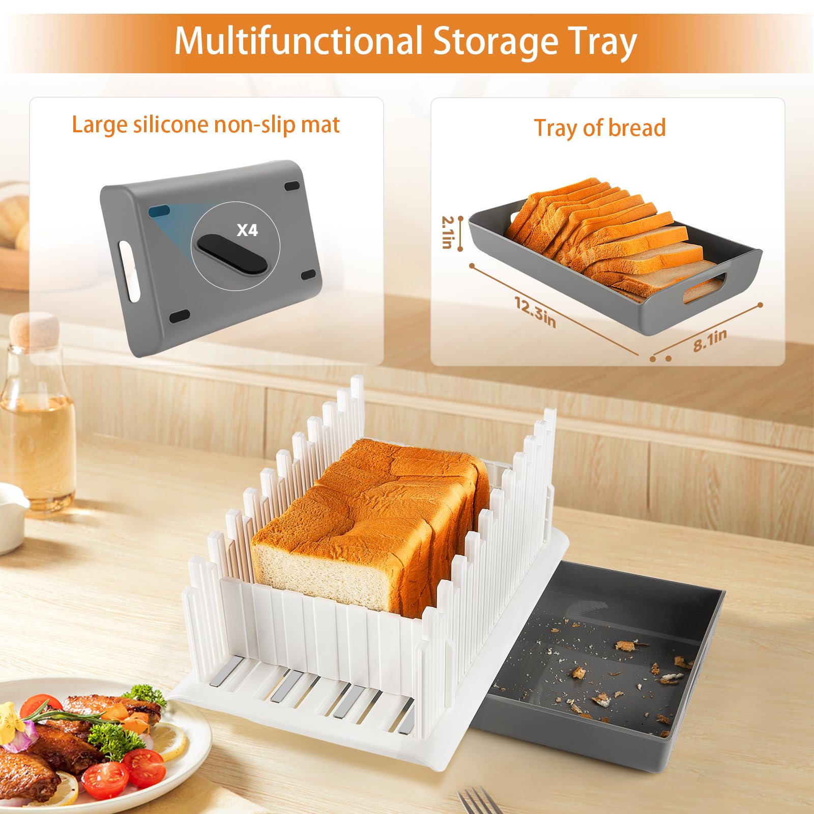 Non-slip silicone feet stabilizing the YONGAIJIA bread slicer
