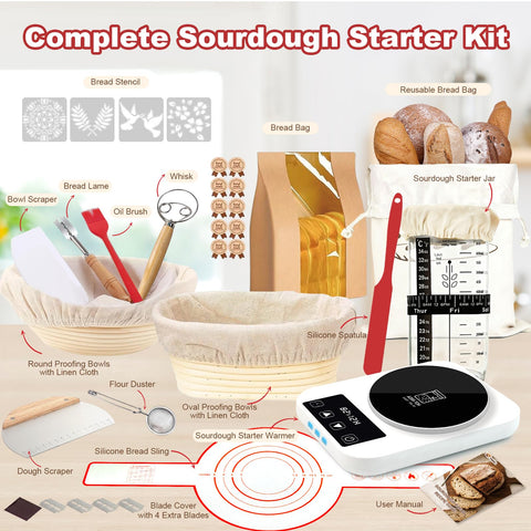 Yonill 24oz sourdough starter jar with breathable cover and progress tracking