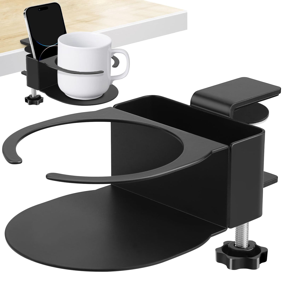 Yonsya desk cup holder stabilizes a coffee mug on the desk.