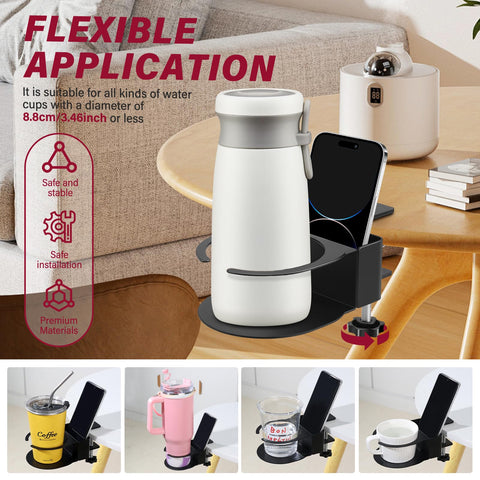 Yonsya desk cup holder doubles as a phone stand for easy access.