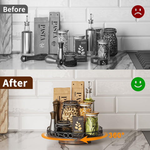 Yoobure 360-degree rotation bearing enables smooth access to items.