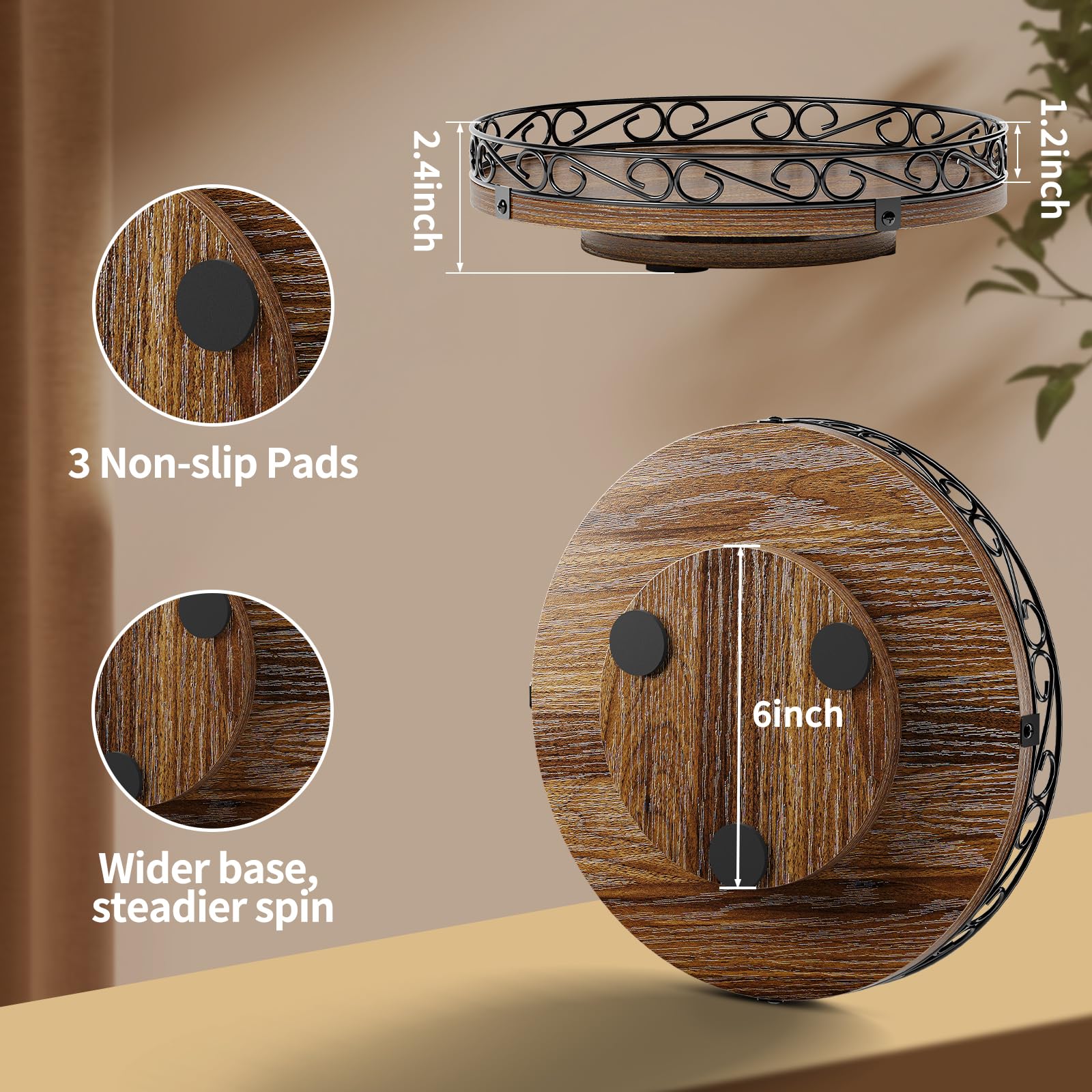 Yoobure wooden round tray highlighting natural texture and farmhouse style.