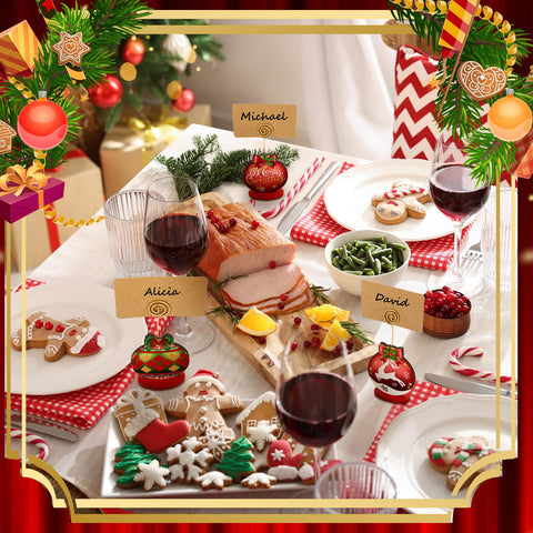 Yookeer Christmas wooden card holders with intricate patterns and color