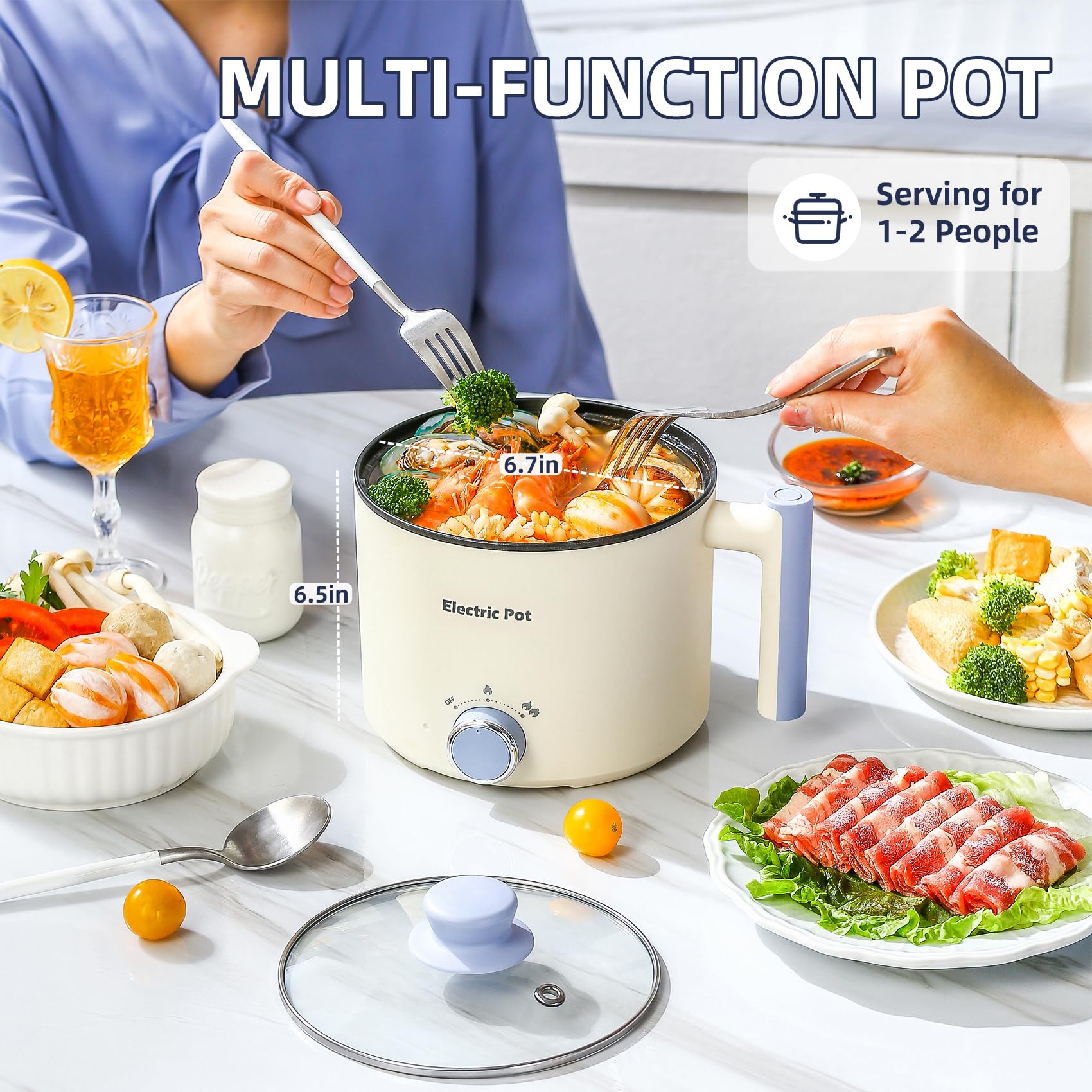 YOOLYQI hot pot with non-stick coating simplifies cleanup.