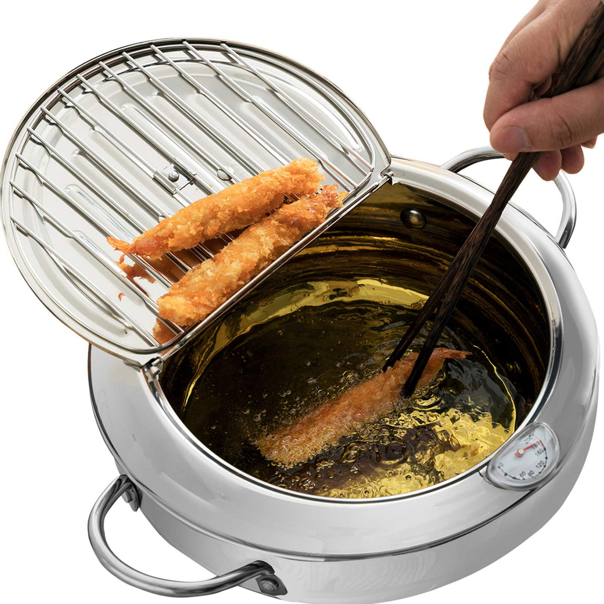 Yopay deep fryer pot with durable 304 stainless steel body for frying