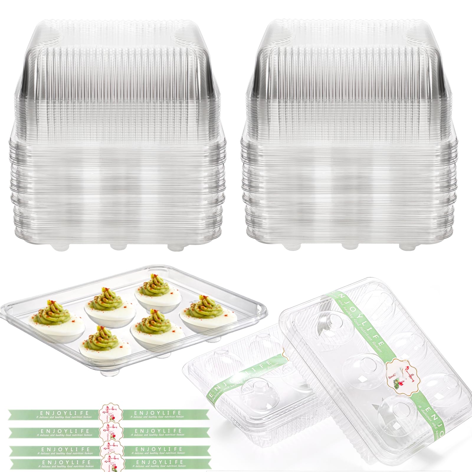 Yopay deviled egg trays with lids, perfect for easy catering and transport.