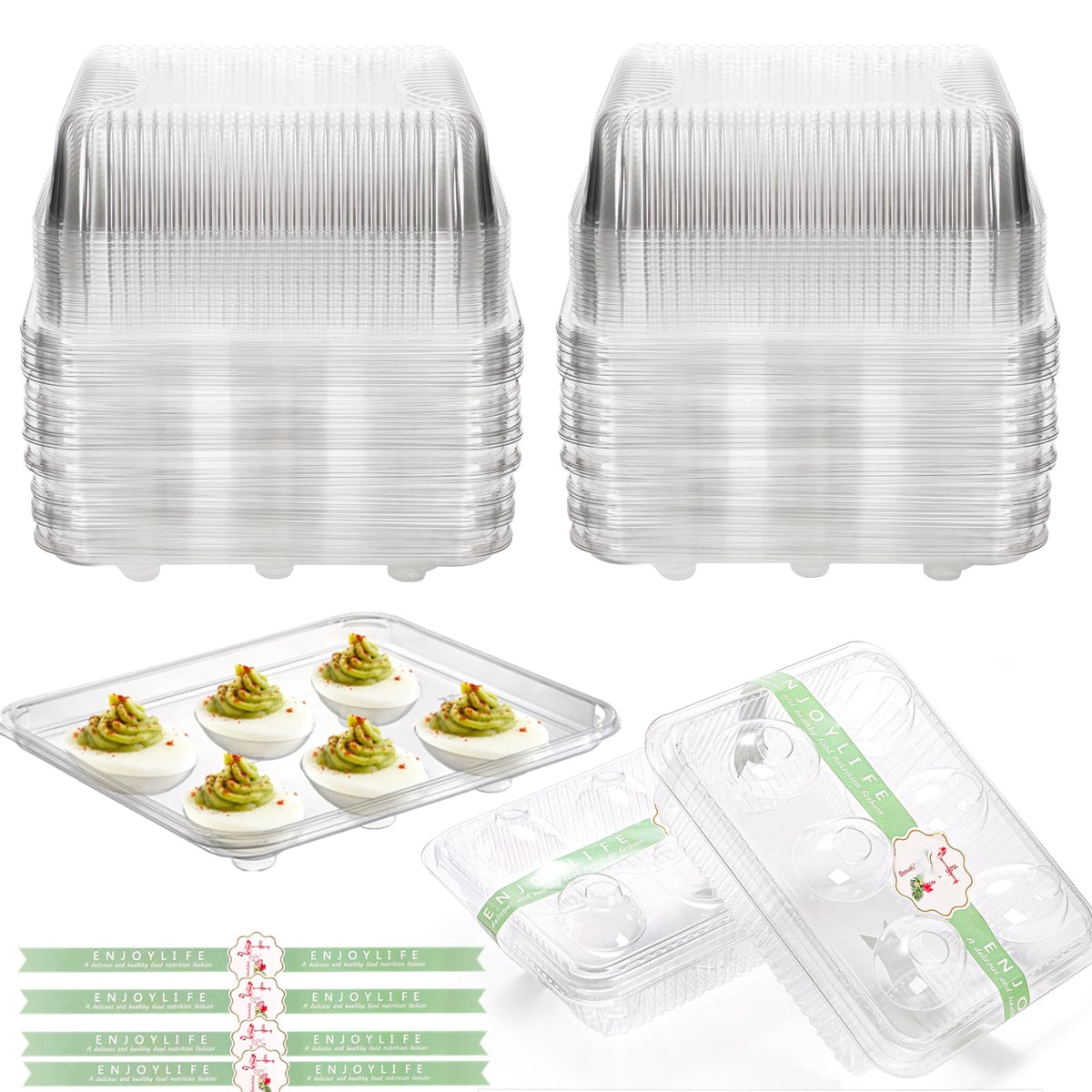 Yopay deviled egg trays with lids, perfect for easy catering and transport.