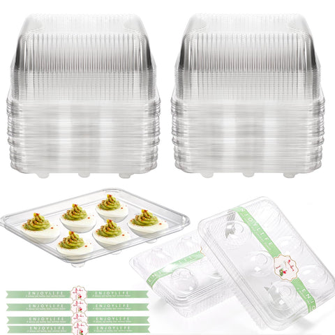 Yopay deviled egg trays with lids, perfect for easy catering and transport.