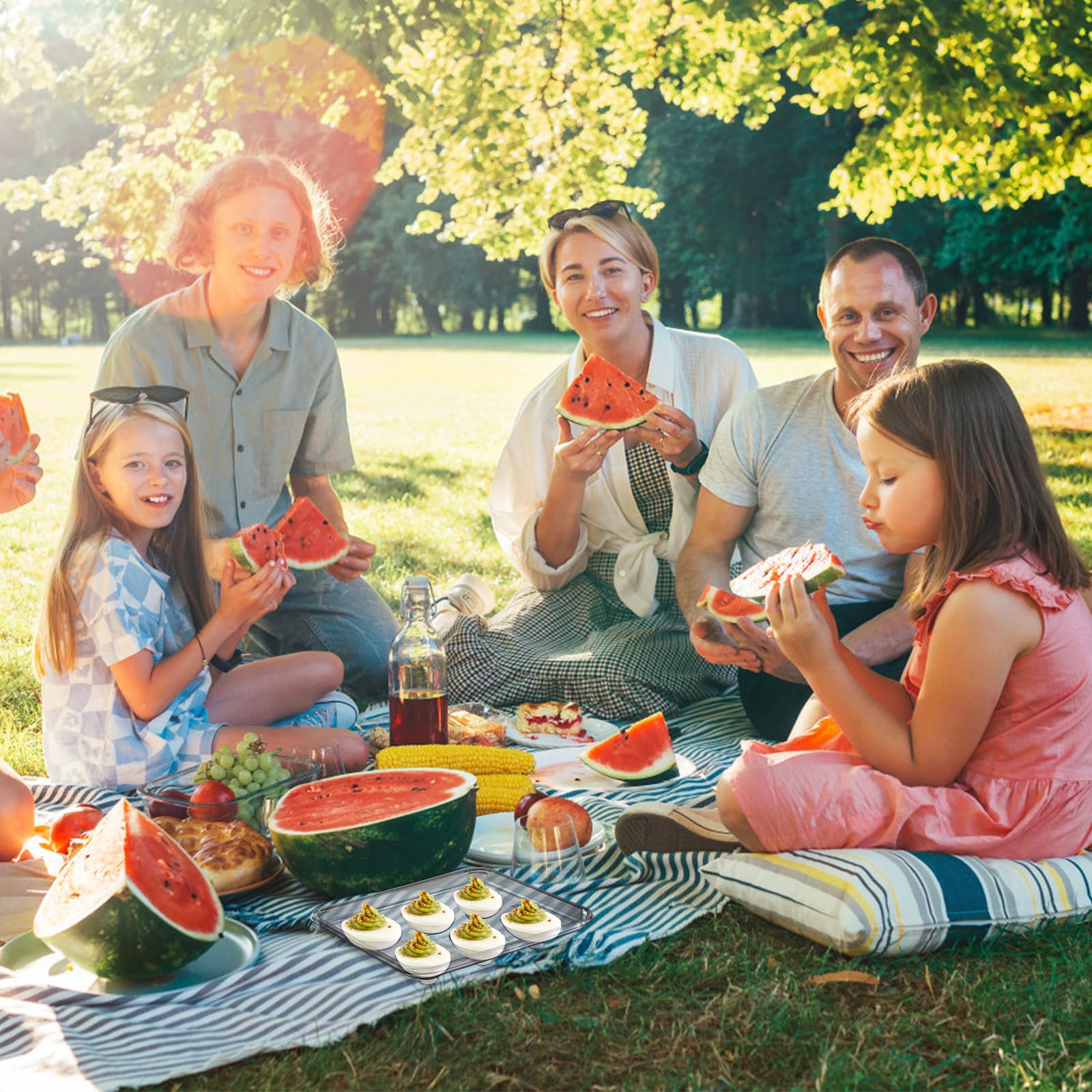 Yopay clear display for serving at barbecues and holidays.