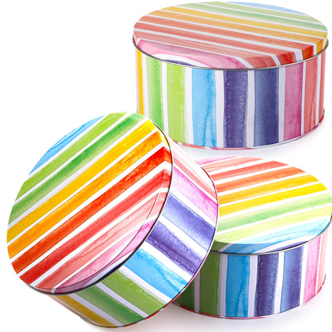 Yopay rainbow pattern cookie tins brighten gift-giving and keep cookies fresh