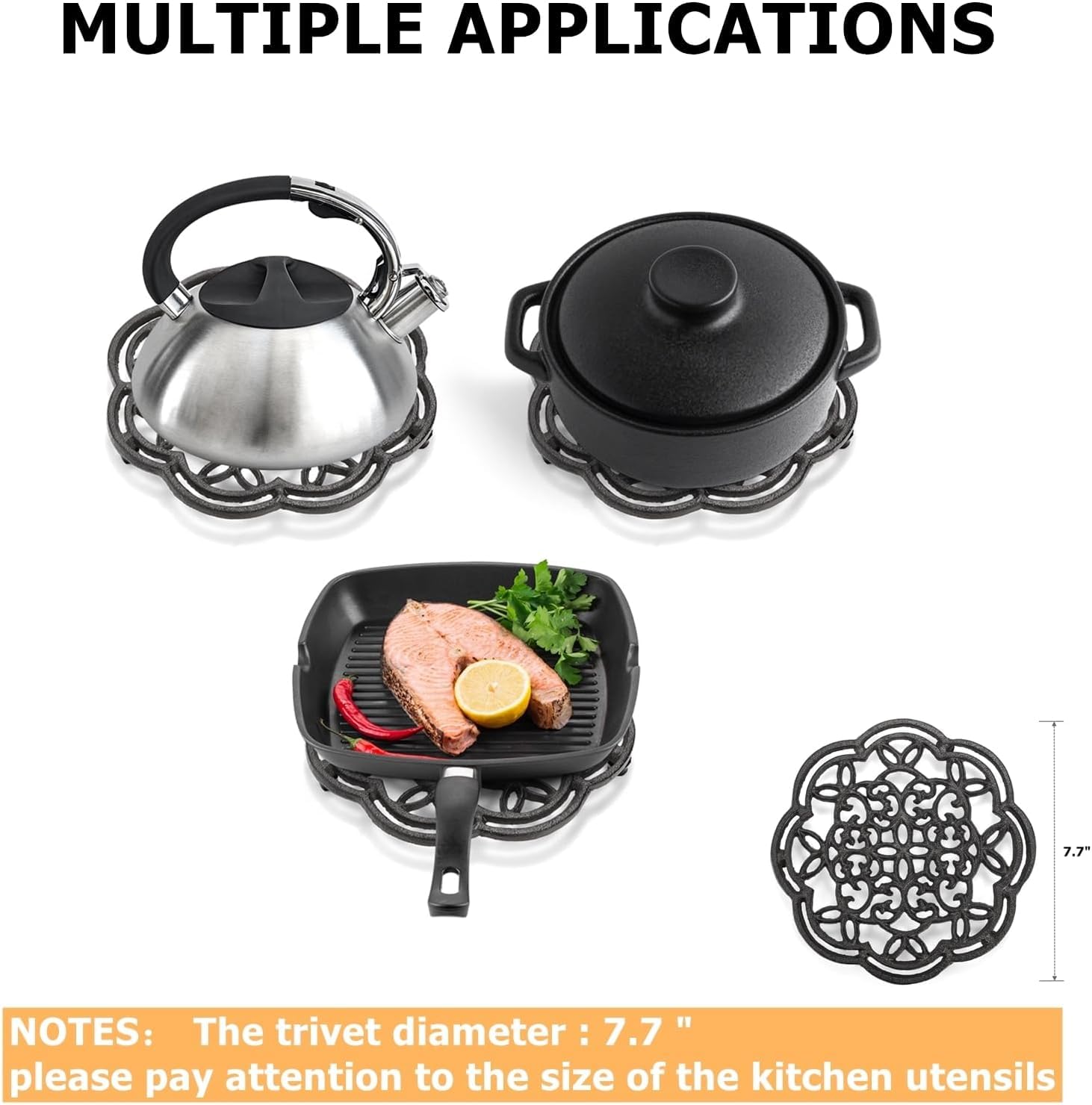 Yopay trivet with anti-slip rubber pegs prevents slips and scratches