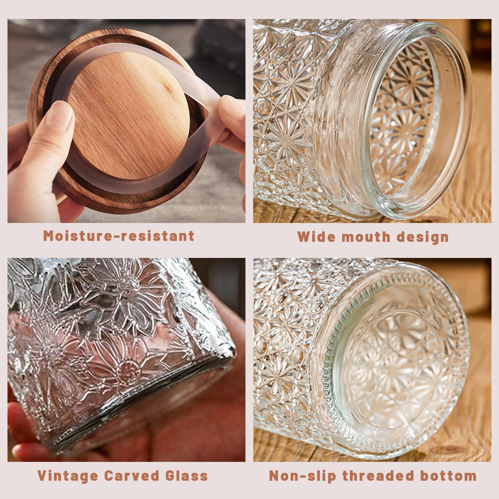 Yoqelt glass jar with stars motif and airtight lid keeps ingredients organized.