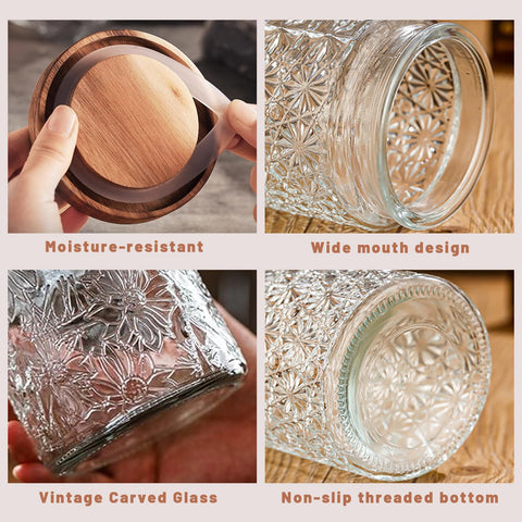 Yoqelt glass jar with stars motif and airtight lid keeps ingredients organized.