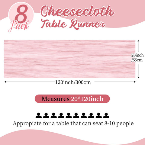 Yorcari pink gauze runner with wrinkle texture adds romantic ambiance for events.