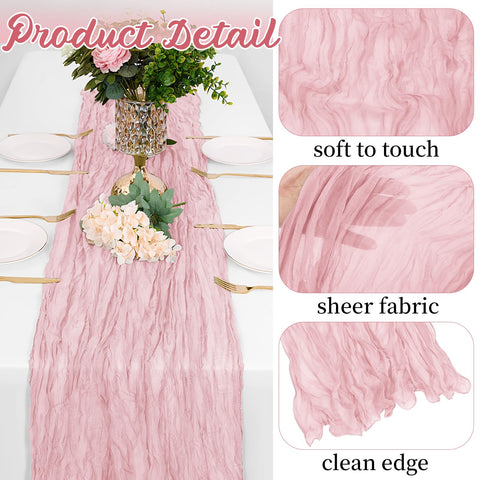 Yorcari rectangular rustic-elegant runner showcases translucent fabric and soft drape.