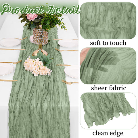 Yorcari gauze table runner with crinkle texture for baby shower setup