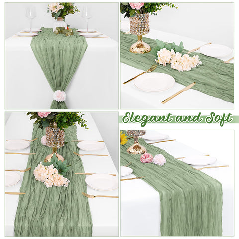 Yorcari sage green table runner enhancing romantic birthday table decor