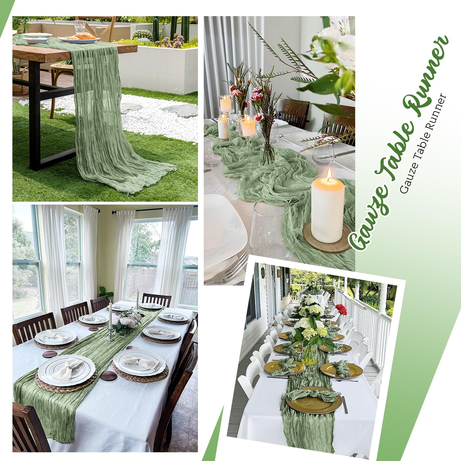 Yorcari lightweight cheesecloth runner with translucent drape for elegant tables
