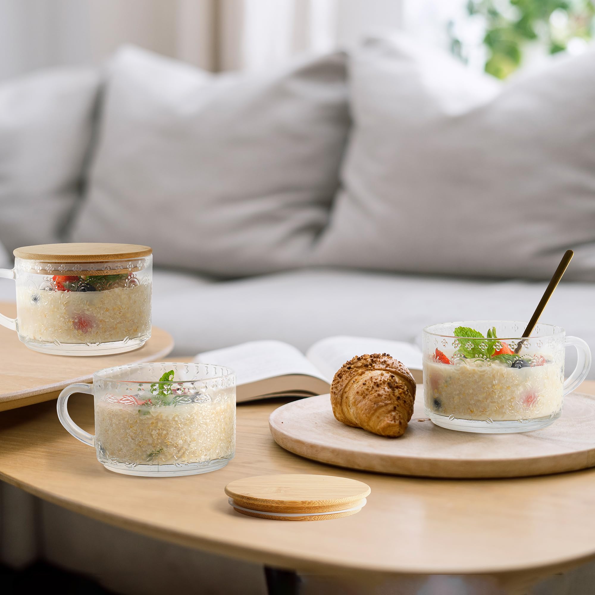 YORY bamboo lid seals for airtight freshness on beverages and cereals