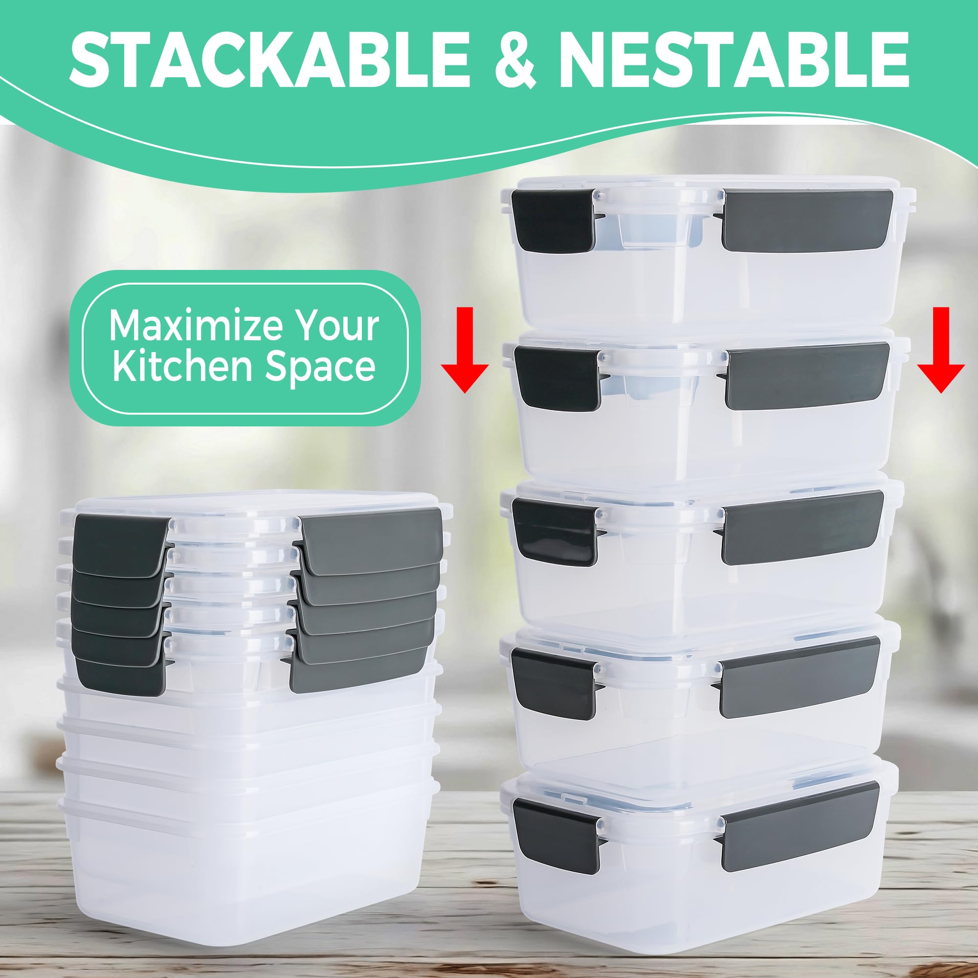 YORY meal prep pack with clear lids ideal for portion control