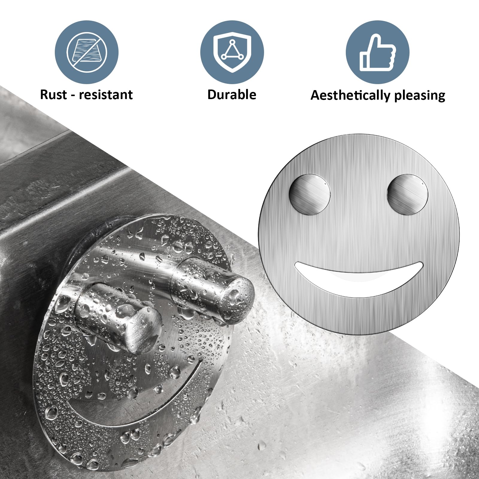Yoshiky two-pack silver smiley holder provides versatile storage.