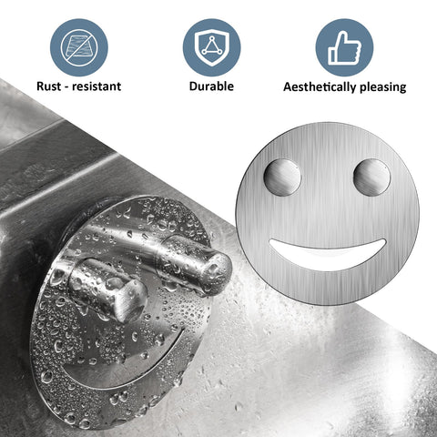 Yoshiky two-pack silver smiley holder provides versatile storage.