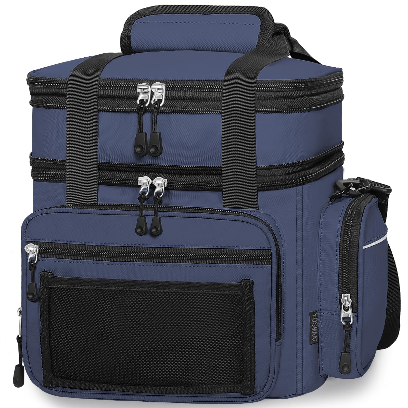 YOSMAAT lunch box blue front view highlighting expandable space for meals