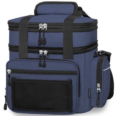 YOSMAAT lunch box blue front view highlighting expandable space for meals