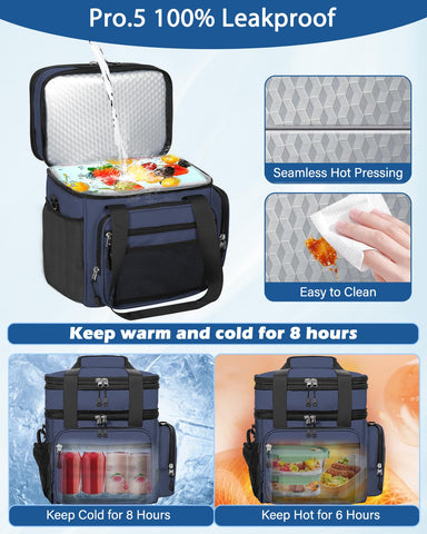 YOSMAAT lunch box blue insulated lining keeps meals at ideal temperature