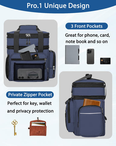 YOSMAAT lunch box blue interior reveal organized pockets for cards and utensils