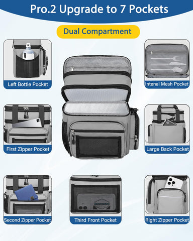 YOSMAAT lunch box cooler bag zippered pocket for valuables on work trips.