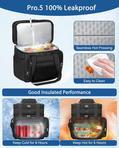 YOSMAAT lunch box cooler insulated foil lining maintains temperature and freshness.