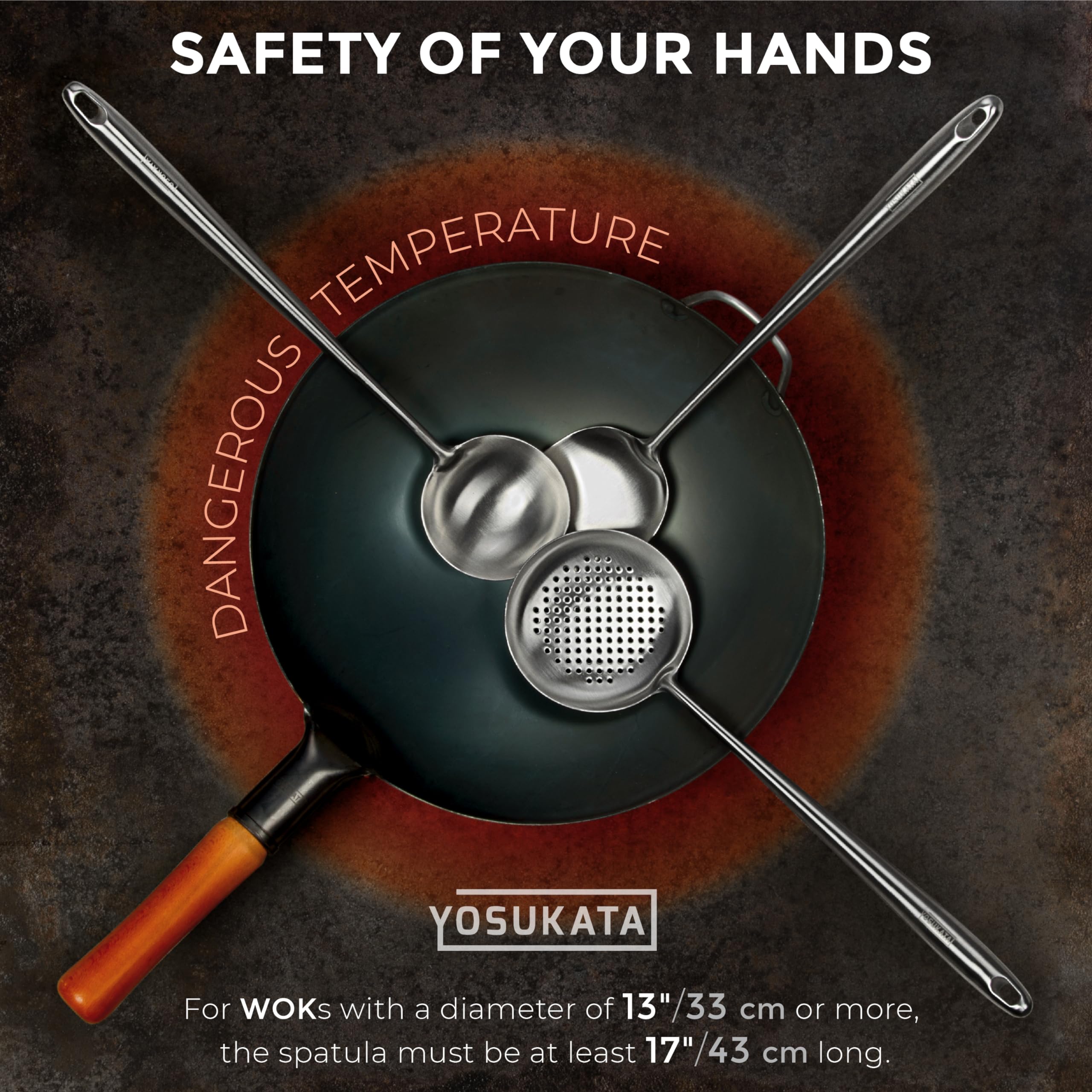 YOSUKATA 17-inch wok ladle ideal for soups and broths with durable stainless steel