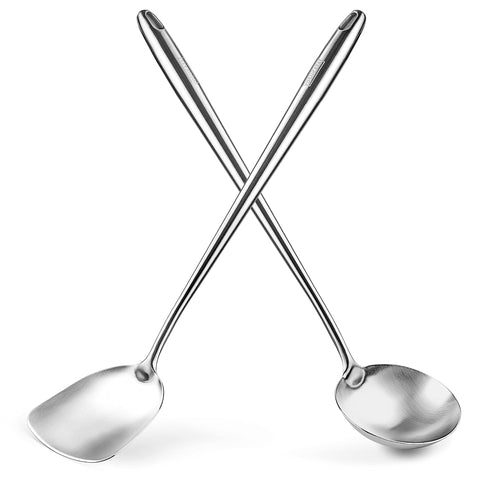 YOSUKATA 17 inch wok spatula aiding safe high heat flipping in large woks
