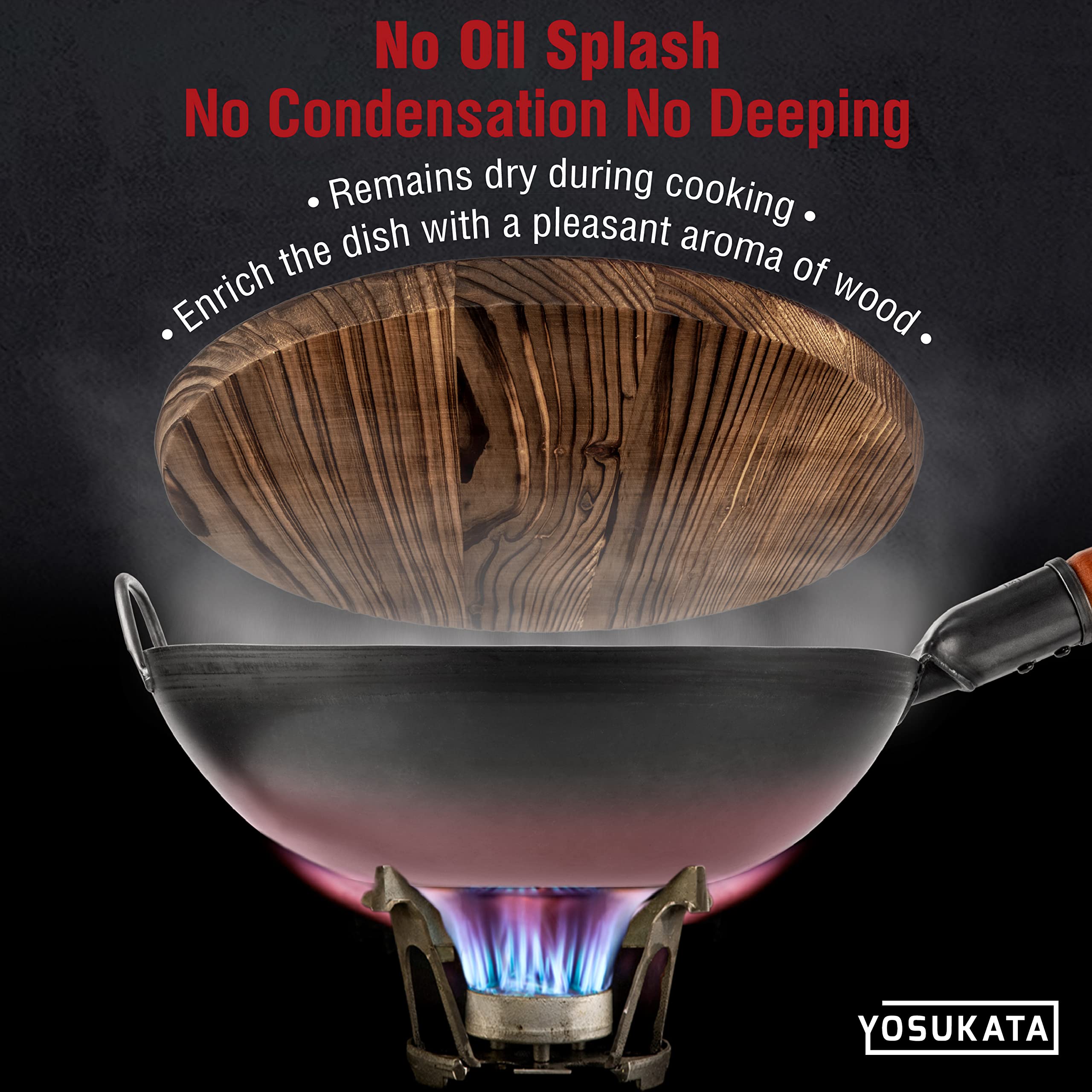 Long ergonomic handle for safe lifting and lid checks.