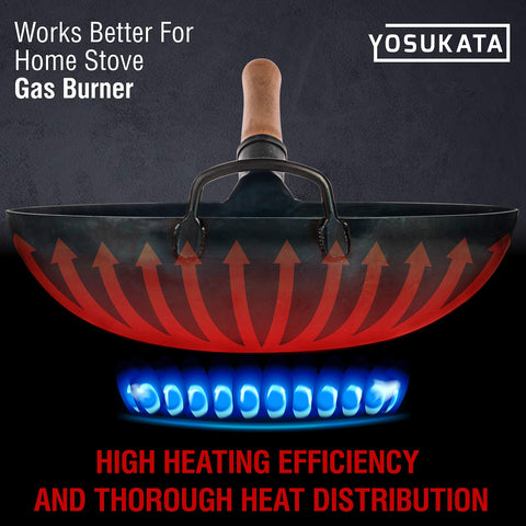 YOSUKATA heavy-weight 15-gauge wok built for durable high-heat sessions.