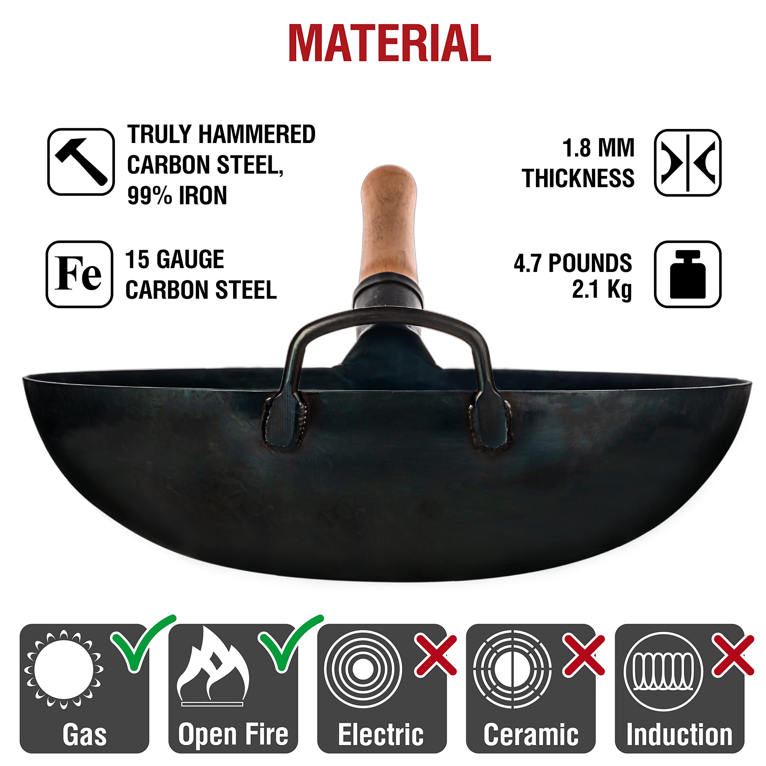 YOSUKATA pre-seasoned wok with no PTFE for clean meals.